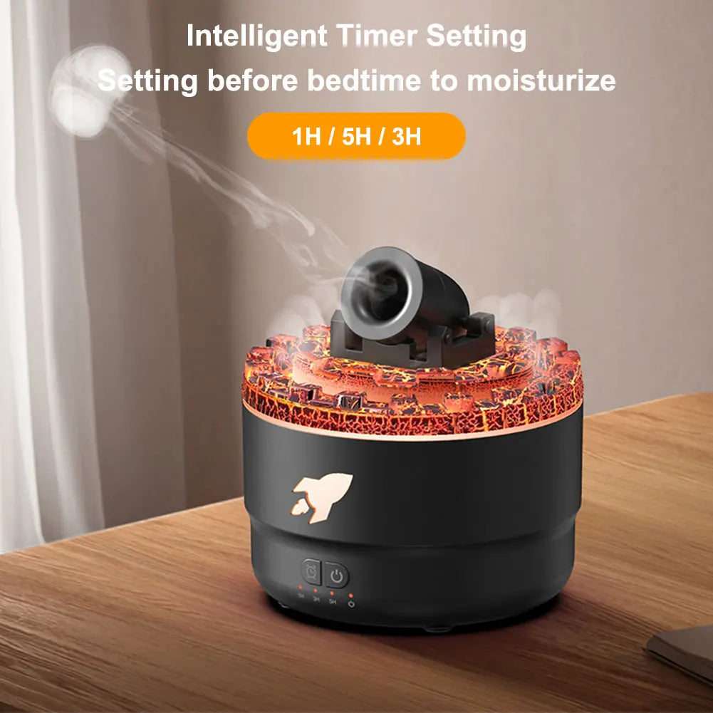 Volcanic Crack Cannons diffuser emitting a strong vertical mist with glowing light