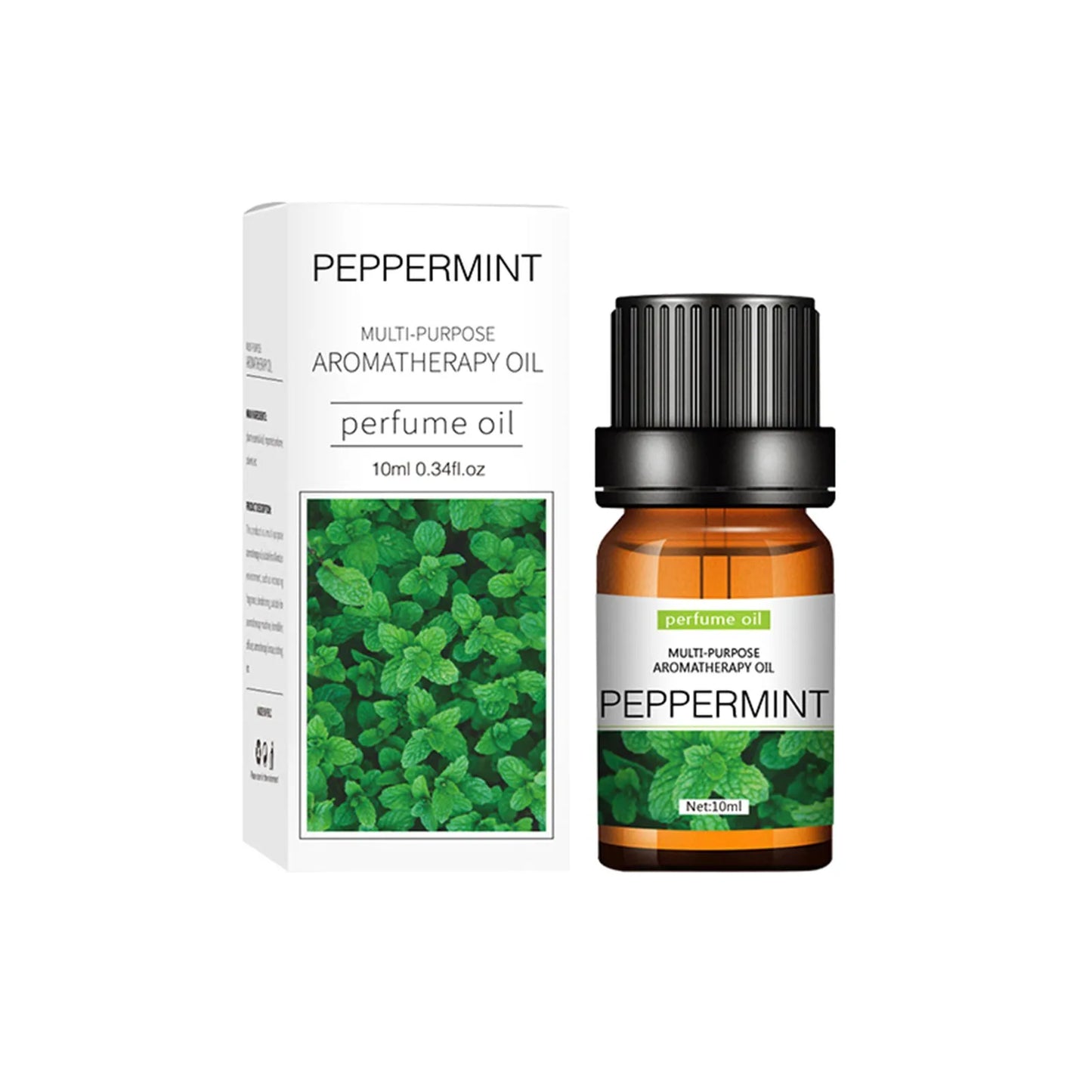 Set of flower and fruit essential oils in 10ml bottles arranged next to diffuser