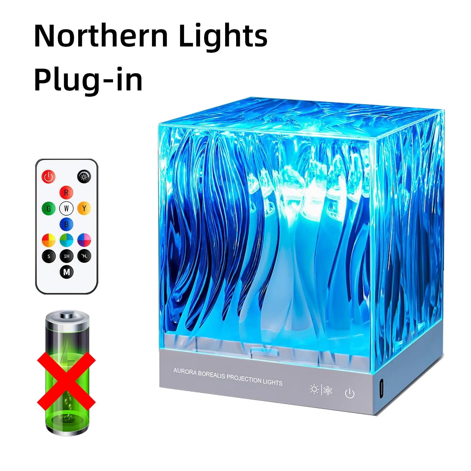 Northern lights projector casting green and blue aurora effects with stars on a dark ceiling