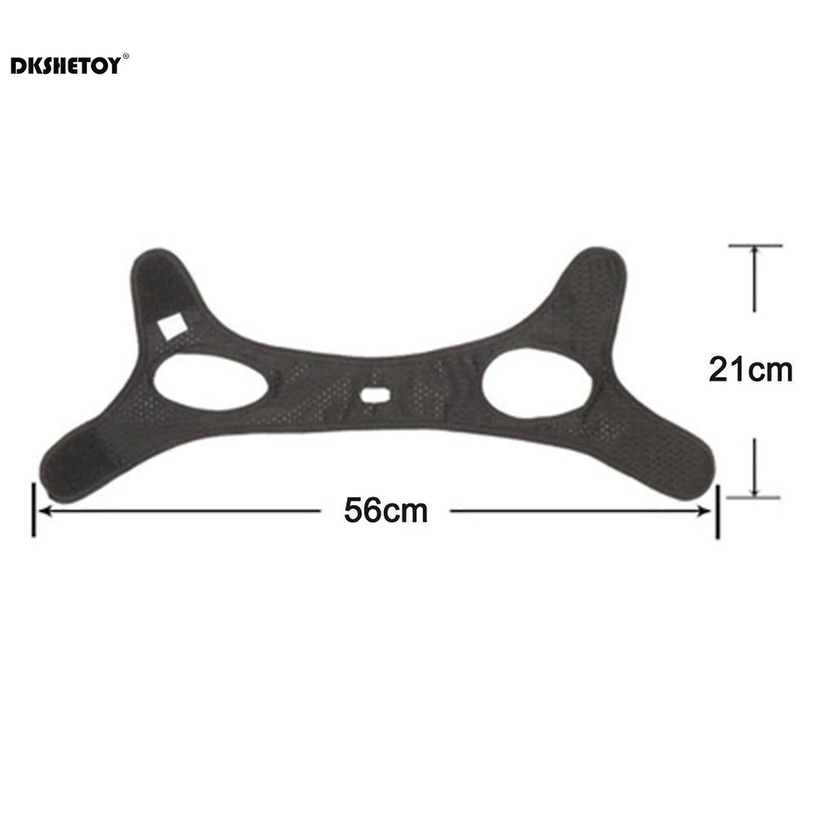 Person wearing anti-snoring chin strap while lying in bed, shown from the side