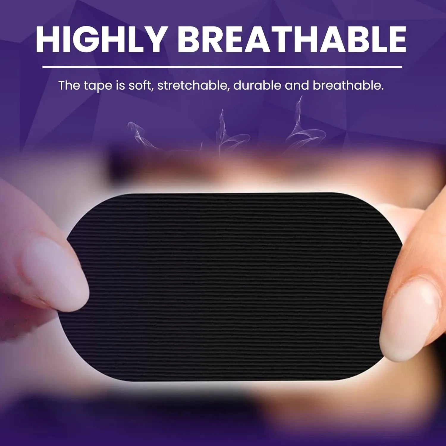 Anti-snoring mouth tape strips laid out with packaging, shown on a nightstand