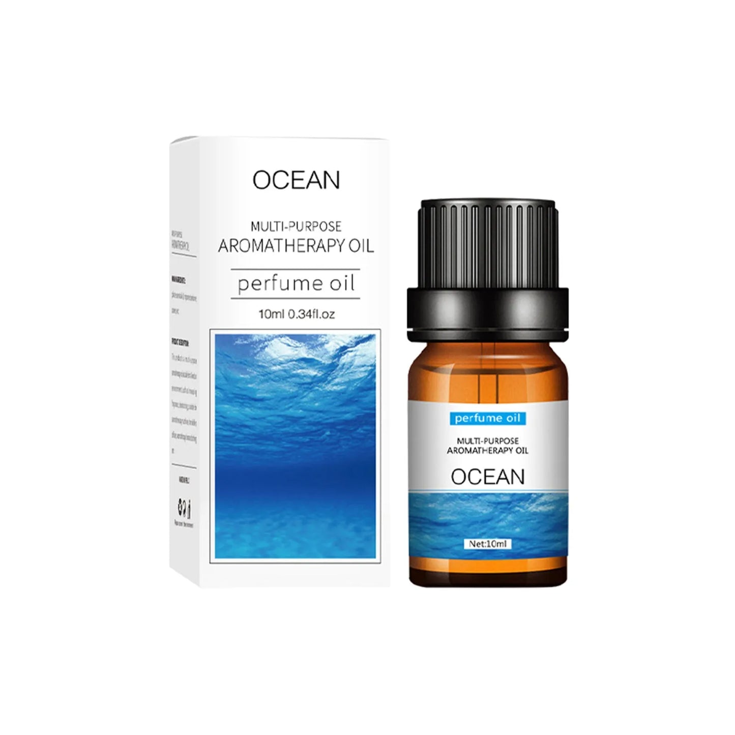 Set of flower and fruit essential oils in 10ml bottles arranged next to diffuser