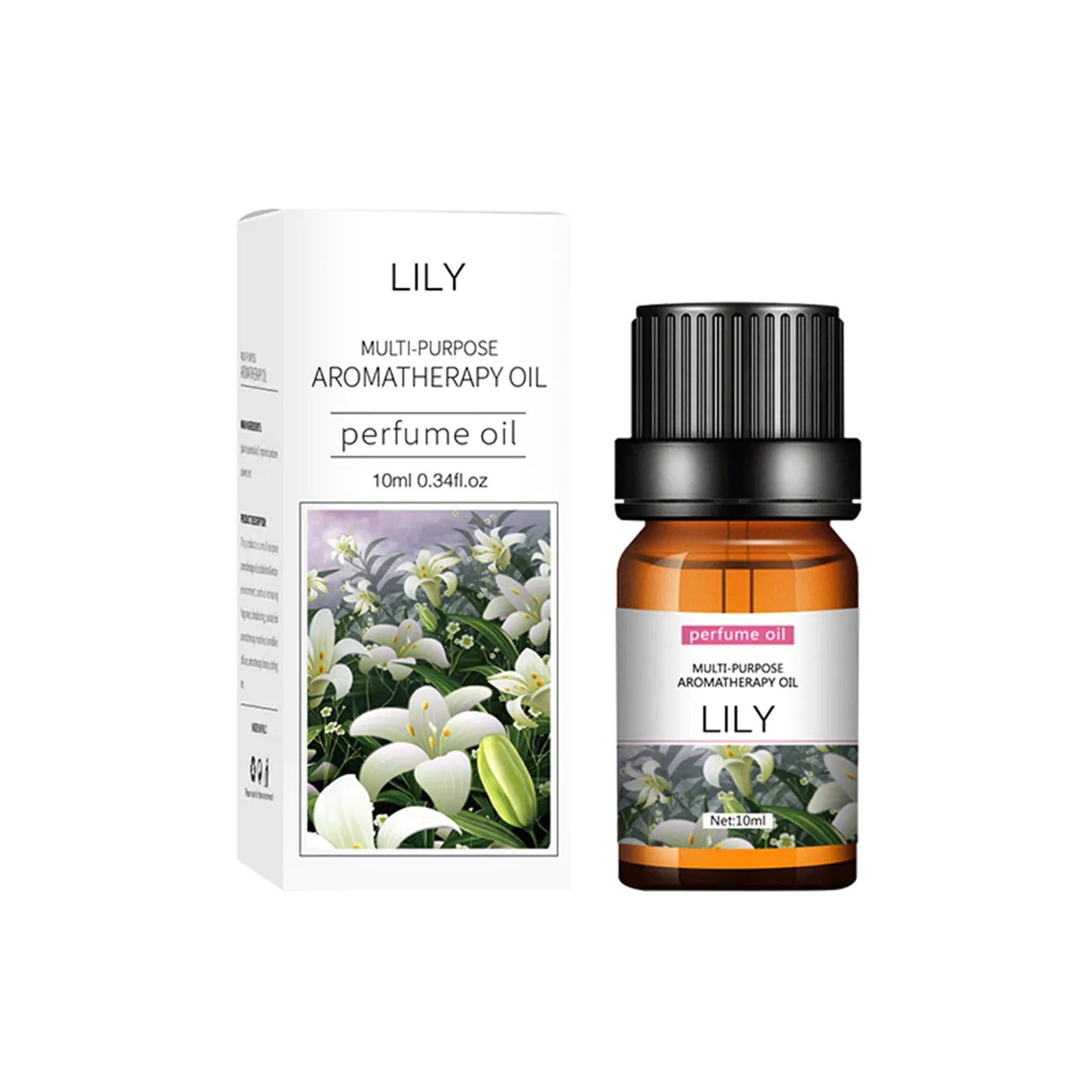 Set of flower and fruit essential oils in 10ml bottles arranged next to diffuser