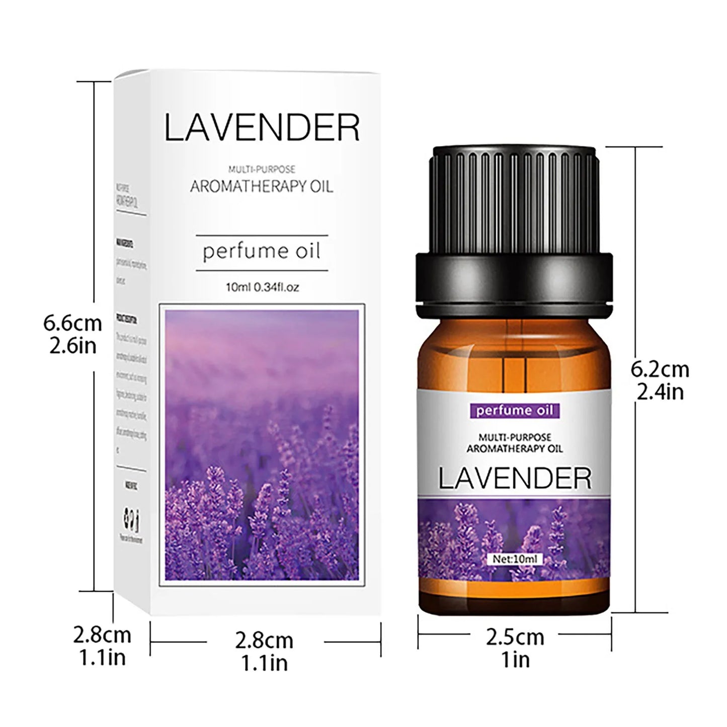 Set of flower and fruit essential oils in 10ml bottles arranged next to diffuser