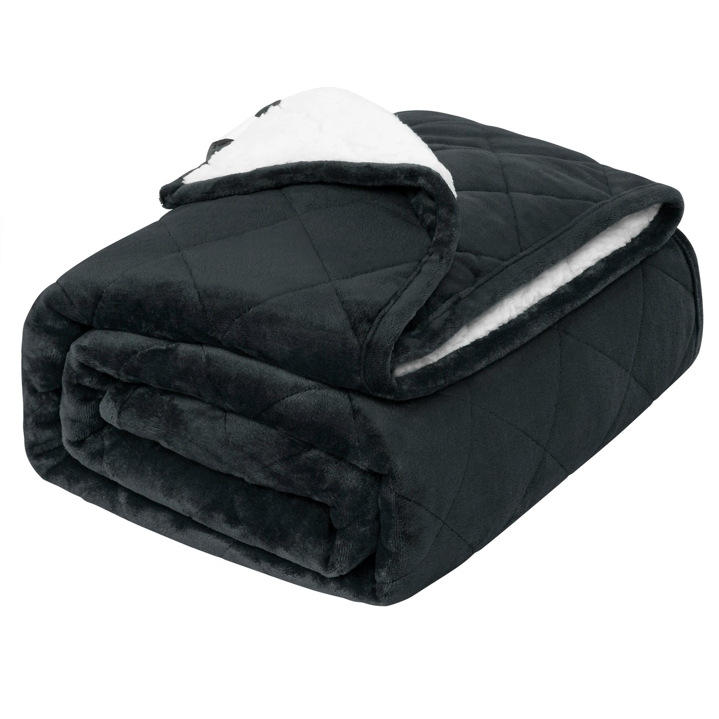 Weighted blanket draped over a bed with soft lighting, creating a cozy and calming atmosphere
