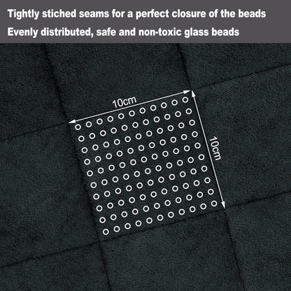 Weighted blanket draped over a bed with soft lighting, creating a cozy and calming atmosphere
