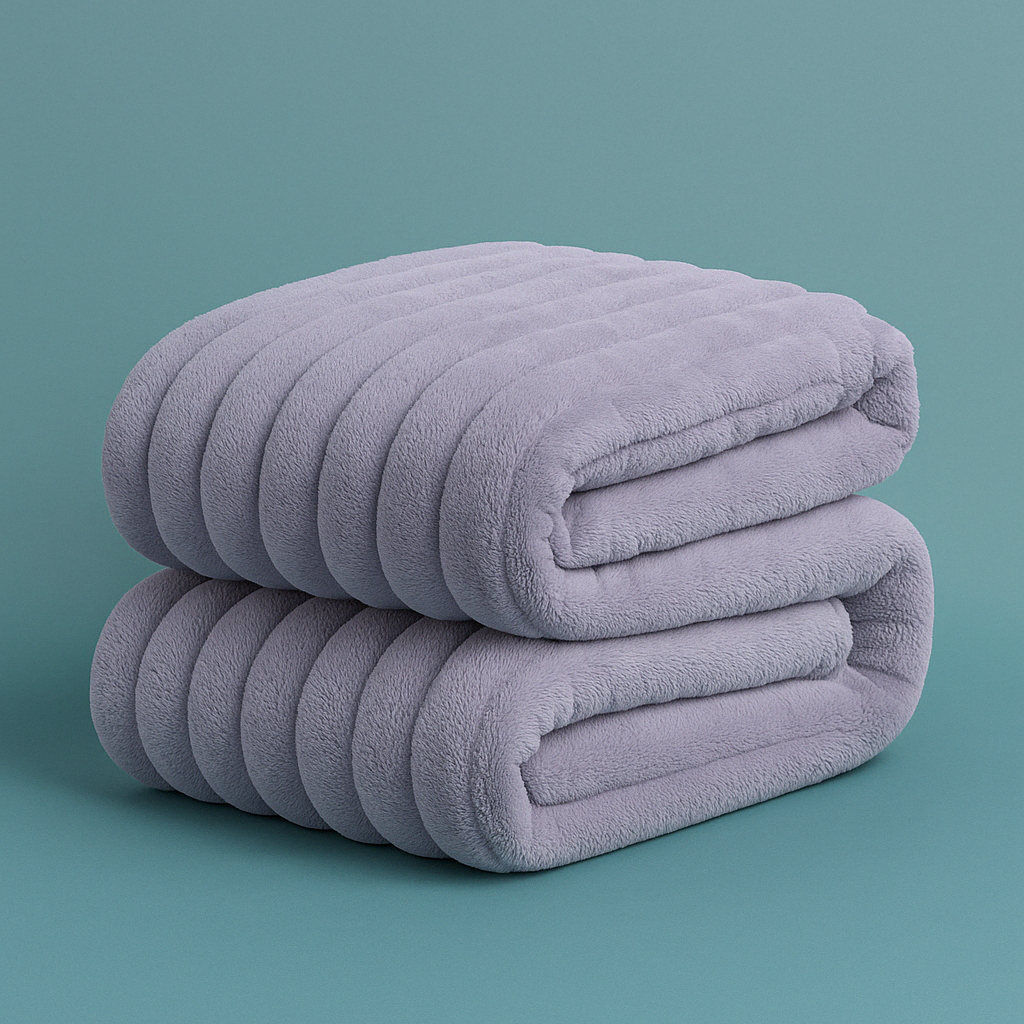 Ultra soft velvet blanket folded on a bed, showcasing thick plush texture and cozy feel

