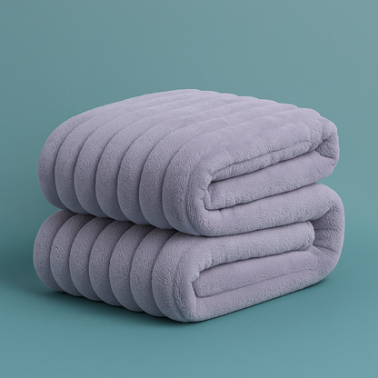 Ultra soft velvet blanket folded on a bed, showcasing thick plush texture and cozy feel
