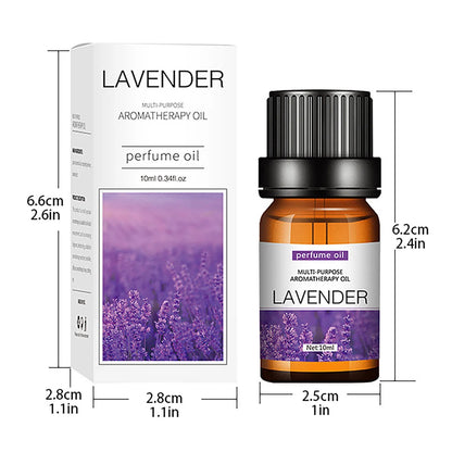 Set of flower and fruit essential oils in 10ml bottles arranged next to diffuser
